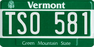 VT license plate TSO581