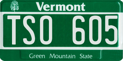 VT license plate TSO605