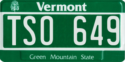 VT license plate TSO649