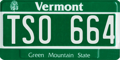 VT license plate TSO664