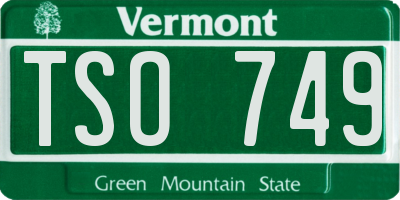 VT license plate TSO749