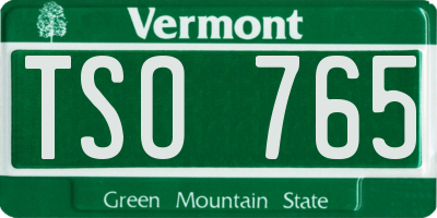 VT license plate TSO765
