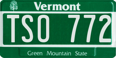 VT license plate TSO772