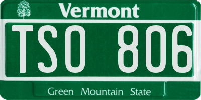 VT license plate TSO806