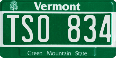 VT license plate TSO834