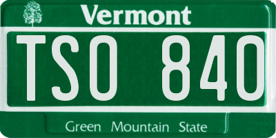 VT license plate TSO840