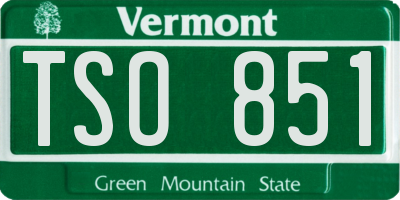 VT license plate TSO851