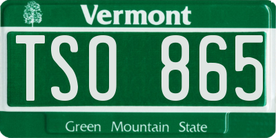 VT license plate TSO865