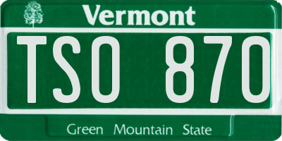 VT license plate TSO870