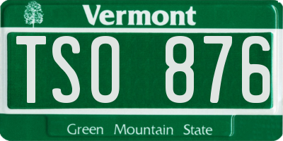 VT license plate TSO876