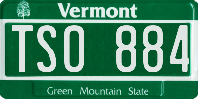 VT license plate TSO884