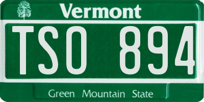 VT license plate TSO894
