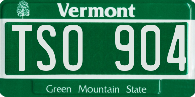 VT license plate TSO904
