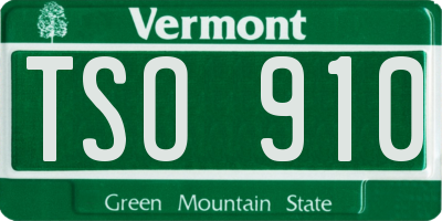 VT license plate TSO910