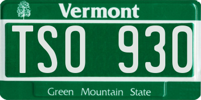 VT license plate TSO930