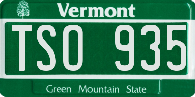 VT license plate TSO935