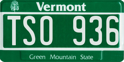 VT license plate TSO936
