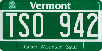 VT license plate TSO942