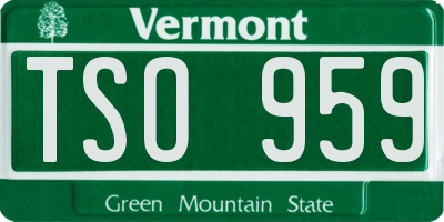 VT license plate TSO959