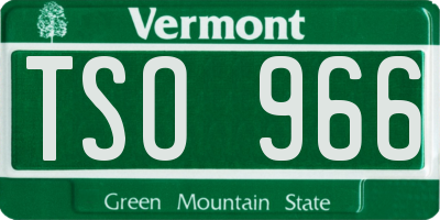 VT license plate TSO966