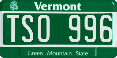 VT license plate TSO996
