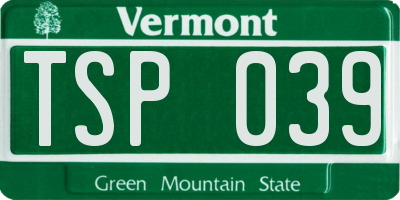VT license plate TSP039