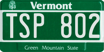 VT license plate TSP802