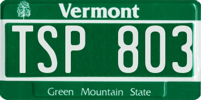 VT license plate TSP803