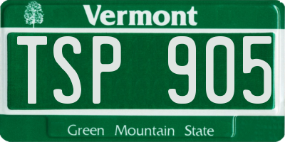 VT license plate TSP905