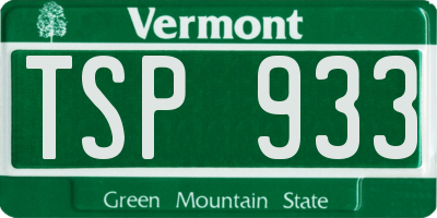 VT license plate TSP933