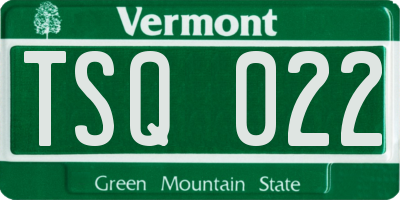 VT license plate TSQ022