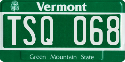 VT license plate TSQ068