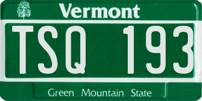 VT license plate TSQ193
