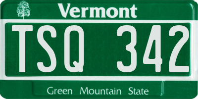 VT license plate TSQ342