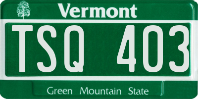 VT license plate TSQ403
