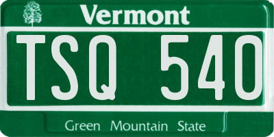 VT license plate TSQ540