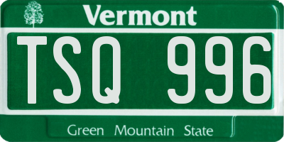 VT license plate TSQ996