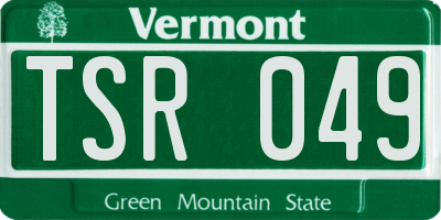 VT license plate TSR049