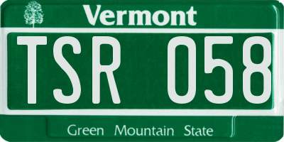 VT license plate TSR058