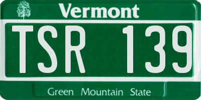 VT license plate TSR139