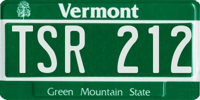 VT license plate TSR212