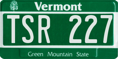 VT license plate TSR227