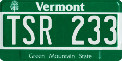 VT license plate TSR233
