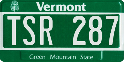 VT license plate TSR287