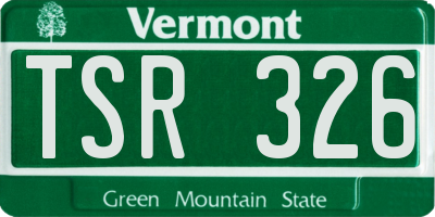 VT license plate TSR326
