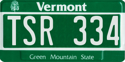 VT license plate TSR334