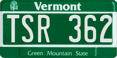VT license plate TSR362
