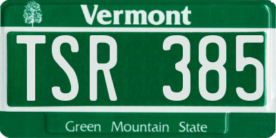 VT license plate TSR385