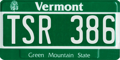 VT license plate TSR386