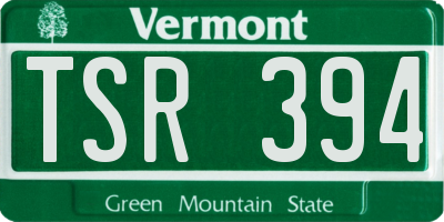 VT license plate TSR394